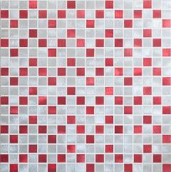 Mosaico in alluminio Grigio chiaro - Rosso 15x15